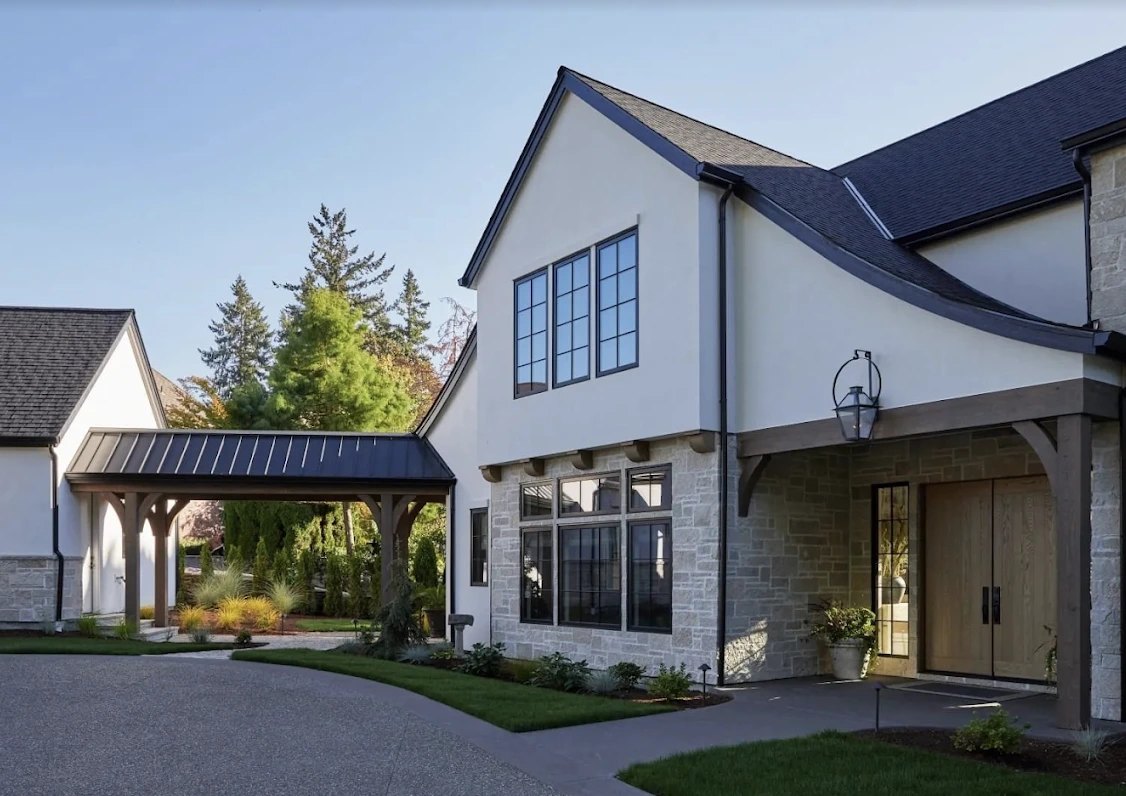 High-end stucco exterior on Westlake estate